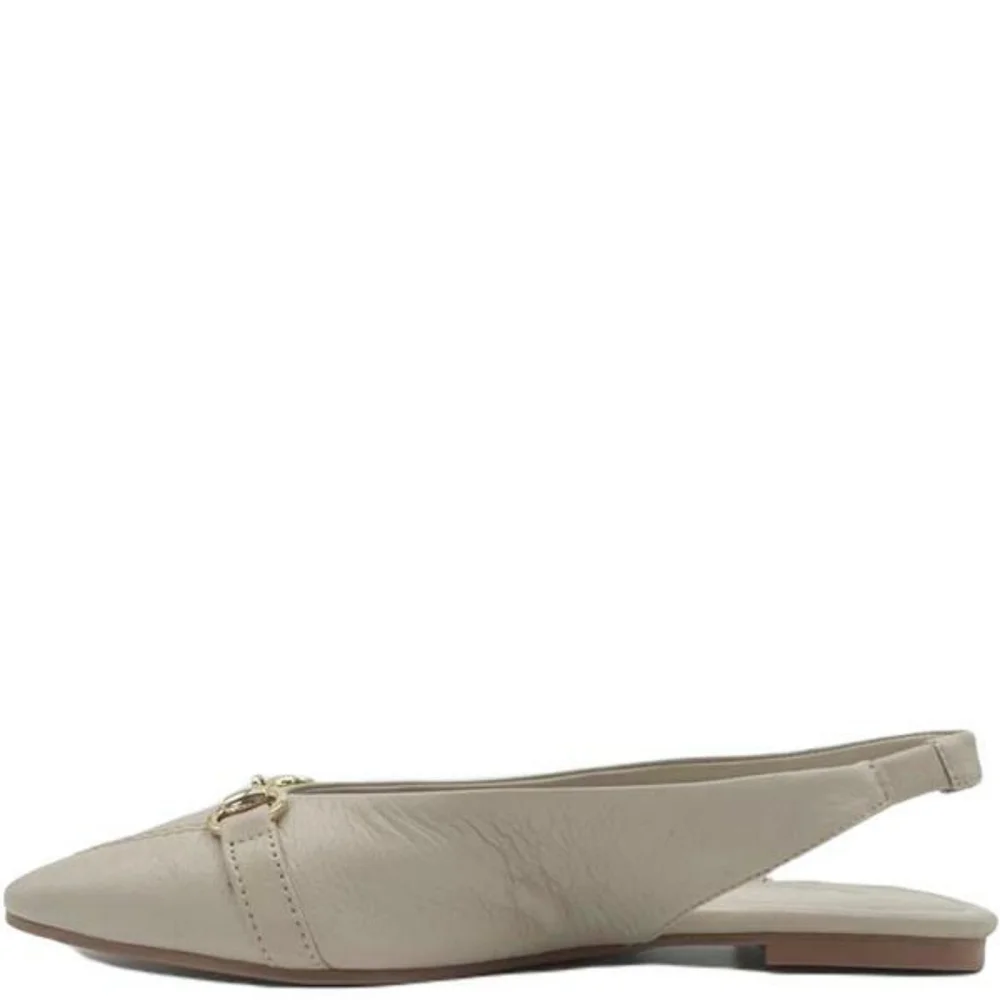 Carmela Women's Chic Beige Pointed Toe Slingback Flat Leather Loafers. NWT - Picture 3 of 14